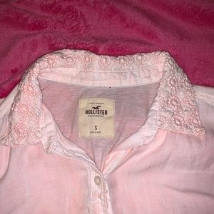 button down with flower embroidered collar